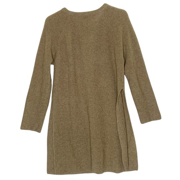 Eileen Fisher S 100% Merino Wool Tunic Sweater Dress Brown Side Split *flaw - Picture 2 of 9